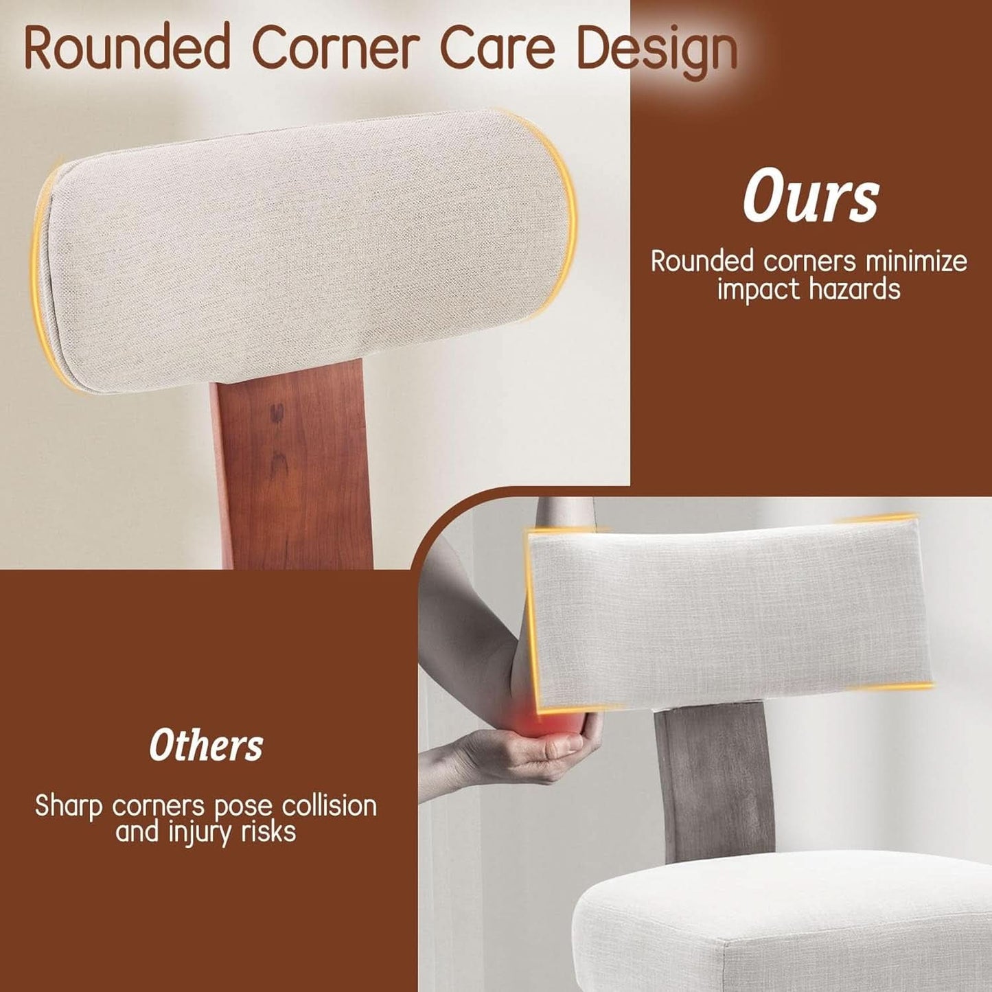 Upholstered Dining Chairs Set Linen Beige Performance