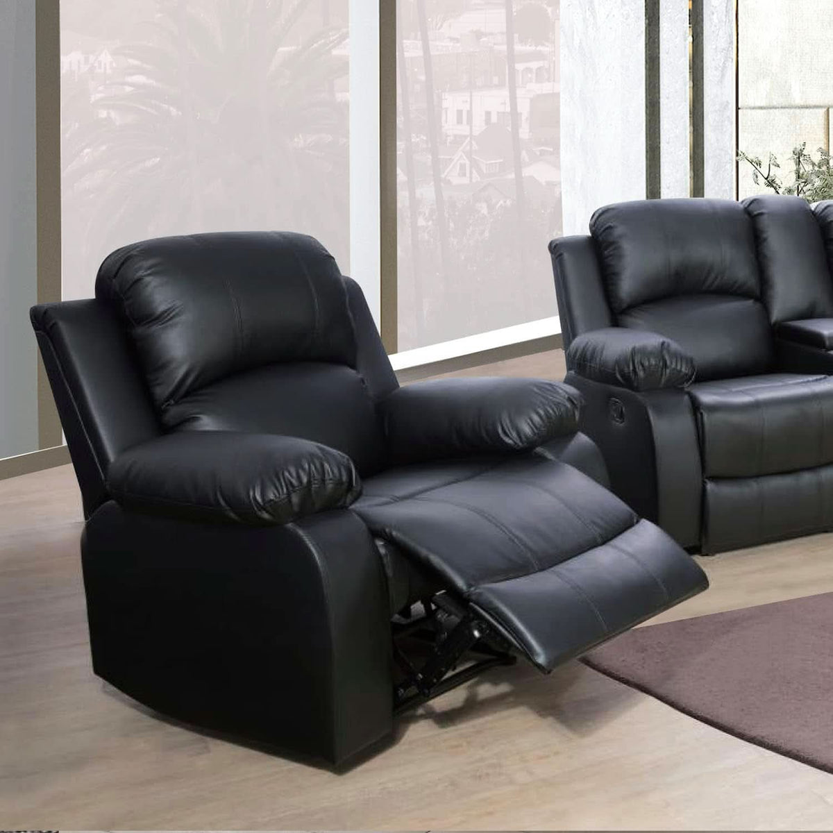 Beverly Fine 3 Piece Recliner Living Room Set Faux Leather