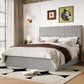 Full Size Corduroy Upholstered Bed Frame Head board