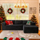 106 Inch Black Corduroy Upholstered Sectional Sofa