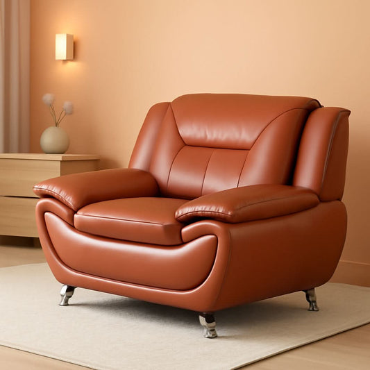 Orange Leather Sofa For Living Room With Minimalist Design