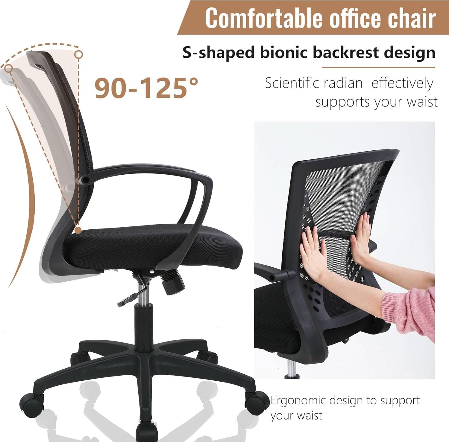 Ergonomic Mesh Office Chair With Adjustable Lumbar Black-1