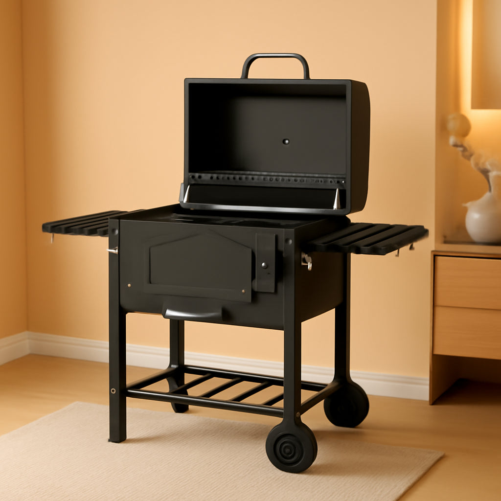 Charcoal Black Portable Grill With Adjustable Height