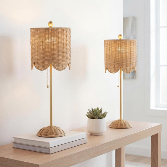 27.5 Brass Gold Coastal Table Lamps LED Bulbs Included