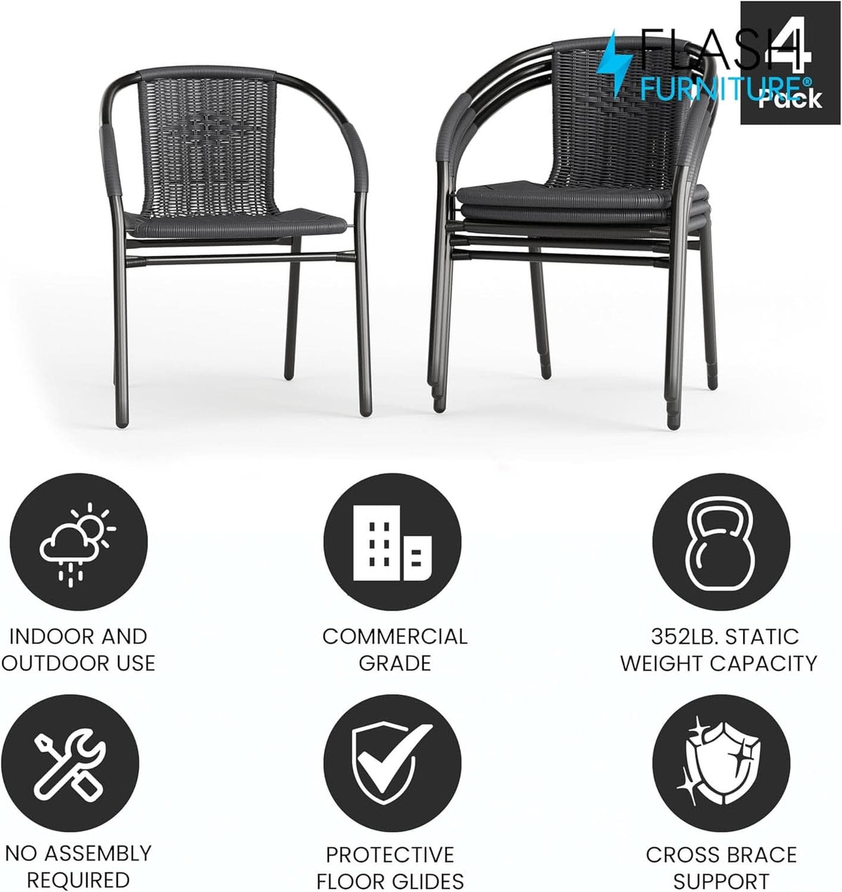 Modern Stackable Rattan Dining Chairs Set for Outdoor