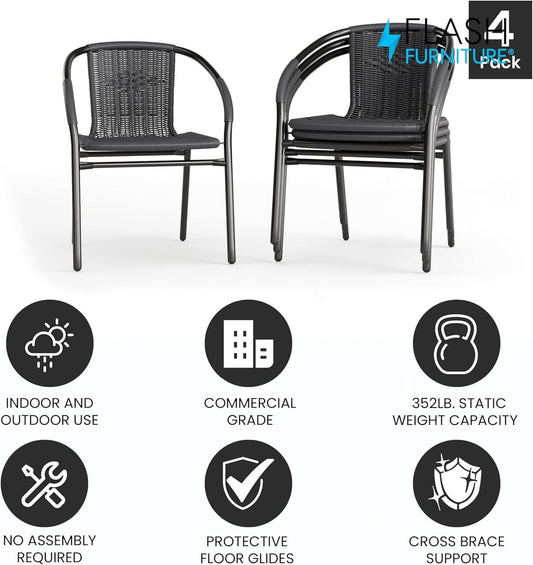 Modern Stackable Rattan Dining Chairs Set for Outdoor