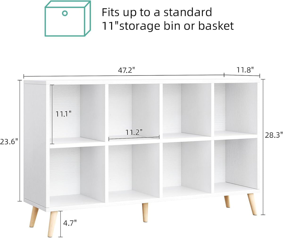 Freestanding White Eight Cube Wooden Bookshelf Organizer-2