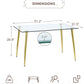 Glass Dining Table For 4 51 Inch Tempered Glass Gold Legs