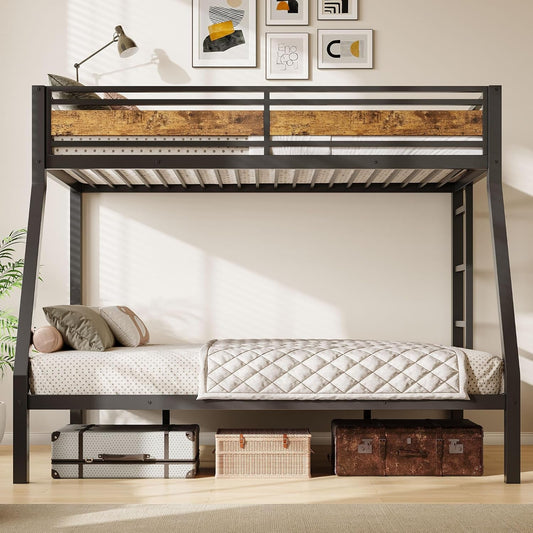 Twin Over Full Bunk Bed With Industrial Guardrail System