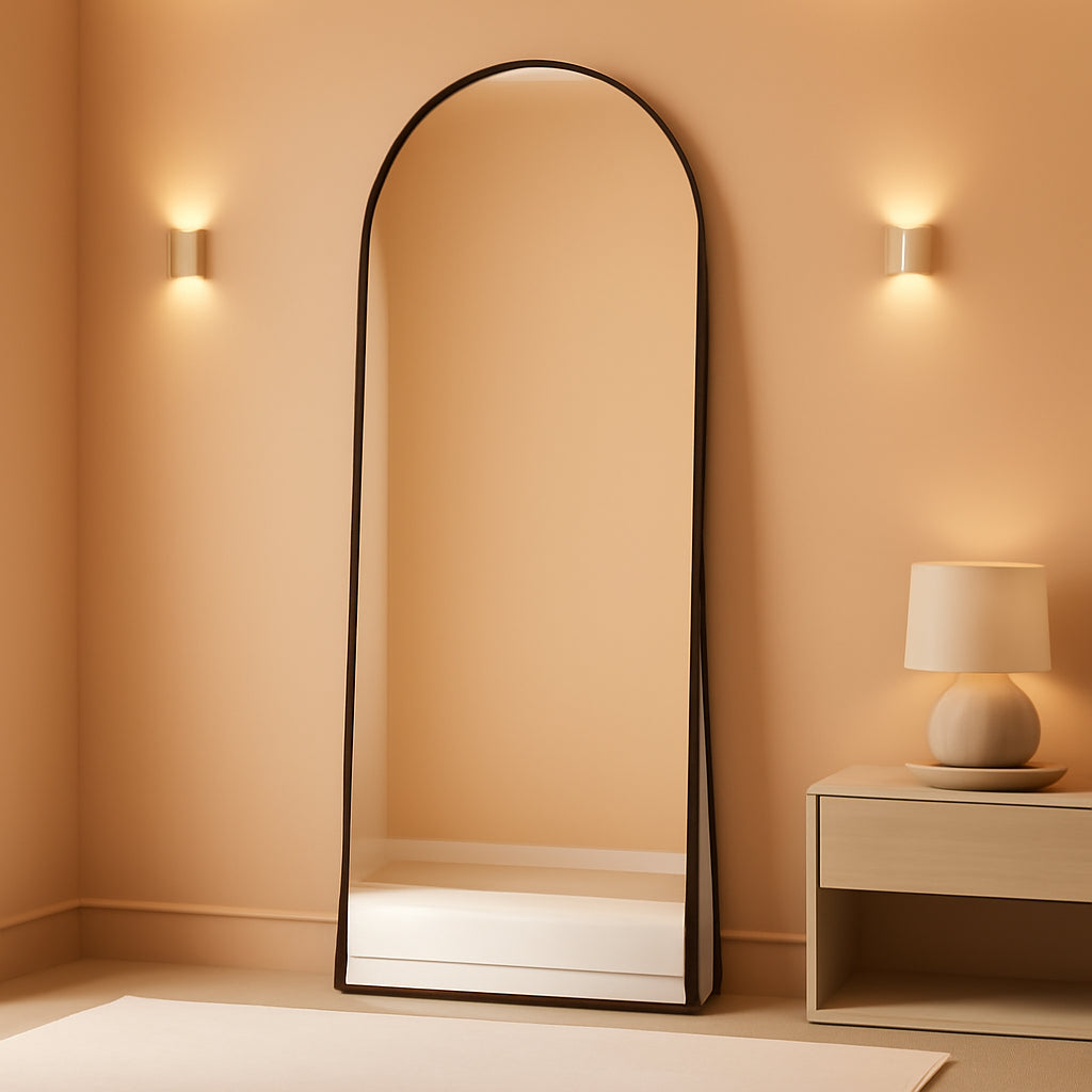 Arched Architectural Mirror 71Inch Aluminum Alloy Black
