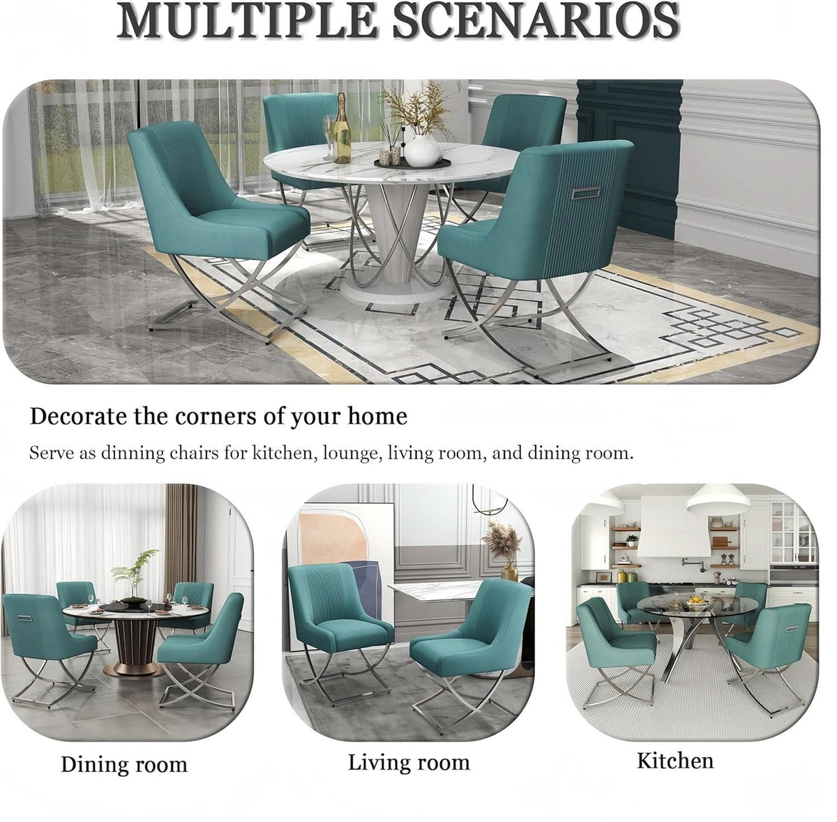 Emerald Green Velvet Tufted Dining Chairs Collection