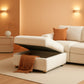 Beige Corduroy Storage Ottoman Featuring Hidden Chest