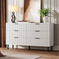 White Fluted Contemporary Dresser With Stainless Legs