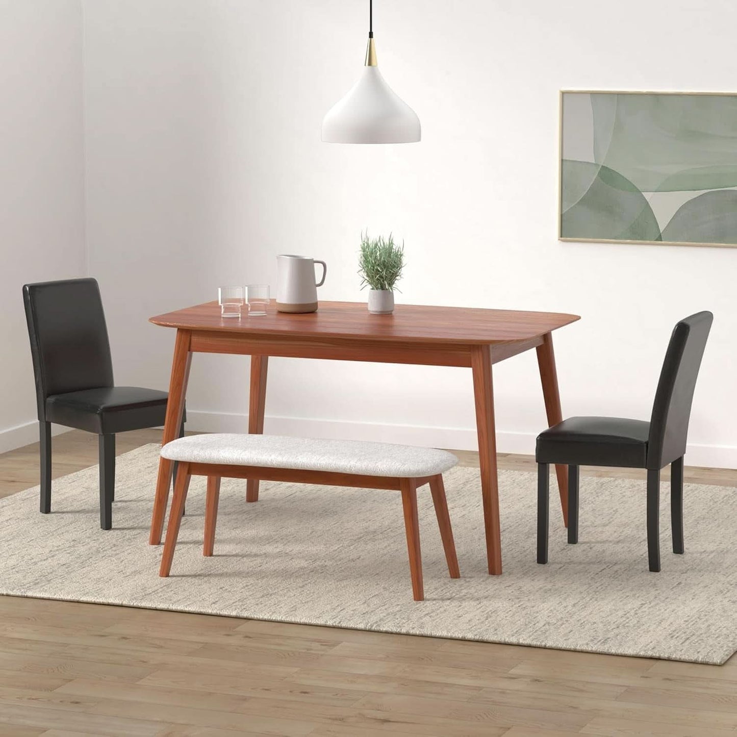Modern PU Upholstered Dining Chairs Black Cushioned Seats