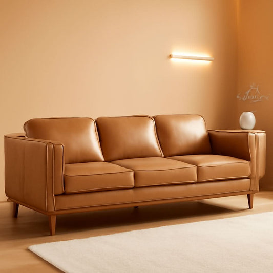 Valencia Artisan 88 Inch Full Leather Sofa Cognac Tan