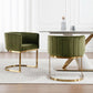Velvet Green Upholstered Dining Chairs Armrests Set