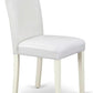 Parson Dining Chairs White Faux Leather Upholstered Pair