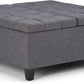 Slate Grey Linen Upholstered Lift Ottoman StorageCompartment