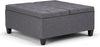 Slate Grey Linen Upholstered Lift Ottoman StorageCompartment