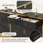 60Inch Black Fluted Buffet Cabinet Featuring Storage