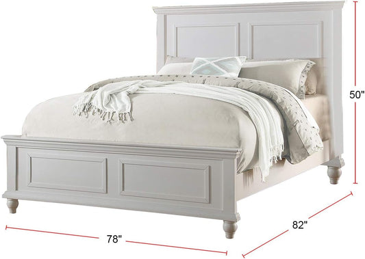 White Eastern King Size Contemporary Platform Bedstead-1