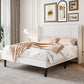Velvet Upholstered Full Bed Frame With Wingback Headboard