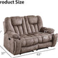 Light Brown ExtraWide Two Seat Manual Recliner Loveseat