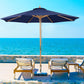 9ft Bamboo Outdoor Patio Umbrella Pulley Lift Market Umbrella