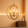 Gilded Orbital Chandelier Three Light Pendant Fixture-0
