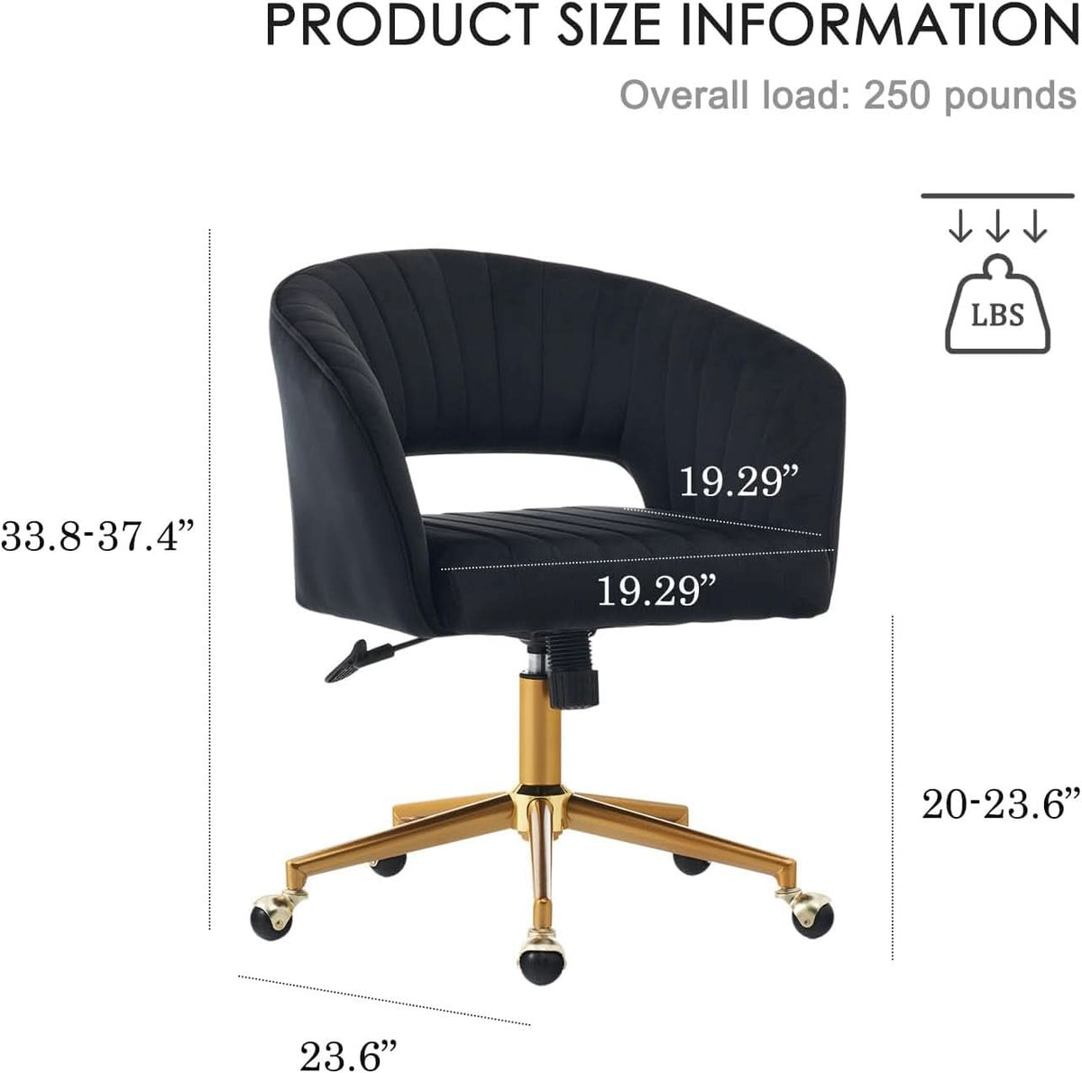 Velvet Home Office Chair 360 Degree Swivel Black Lux Velvet-2