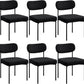 Boucle Upholstered Dining Chairs Black Curved Back