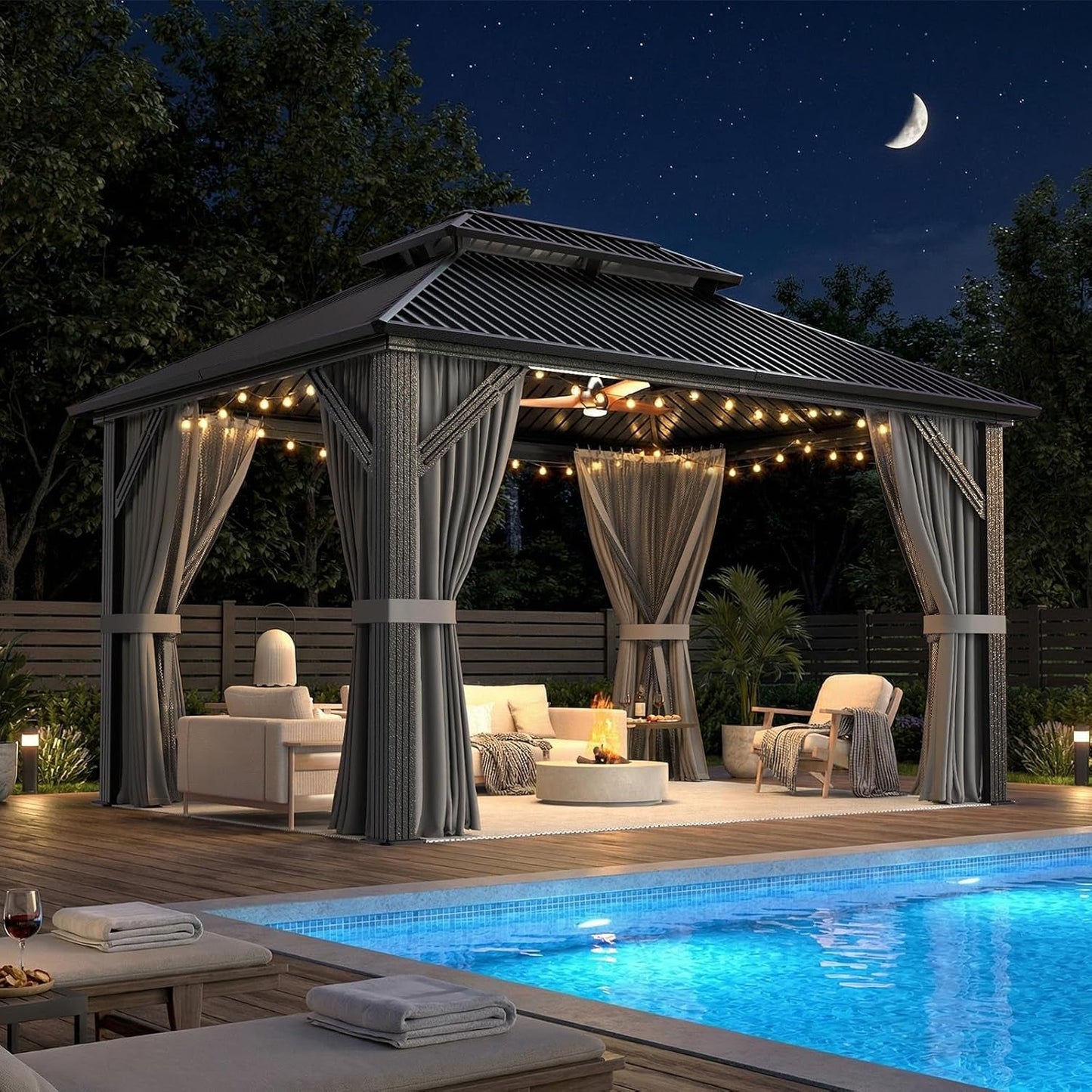 10x12 Outdoor Gazebo With Weatherproof Aluminum Frame