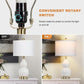 Double Gourd Ceramic Night stand Lamps White Linen Shade