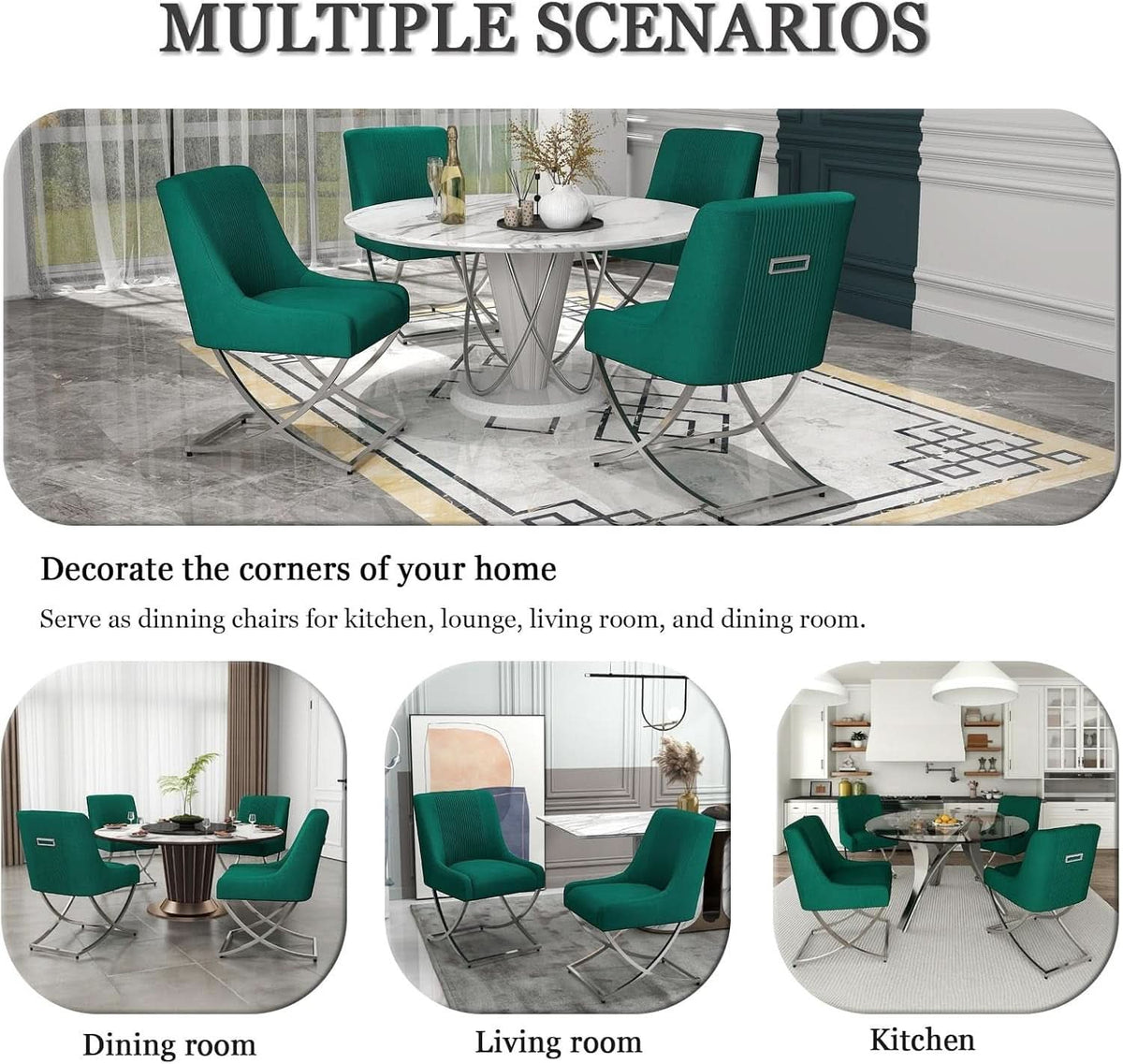 Midnight Emerald Green Tufted Dining Chairs Collection