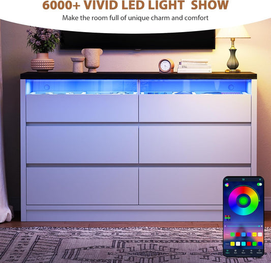 White RGBLED Dresser With Innovative Illumination Drawers
