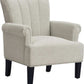 Cream Polyester Tufted Mid Century Upholstered Chair