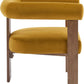 Luxurious Mustard Velvet Barrel Chair Solid Walnut