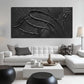 Black Abstract Wall Art Textured Large 29x58 Inches