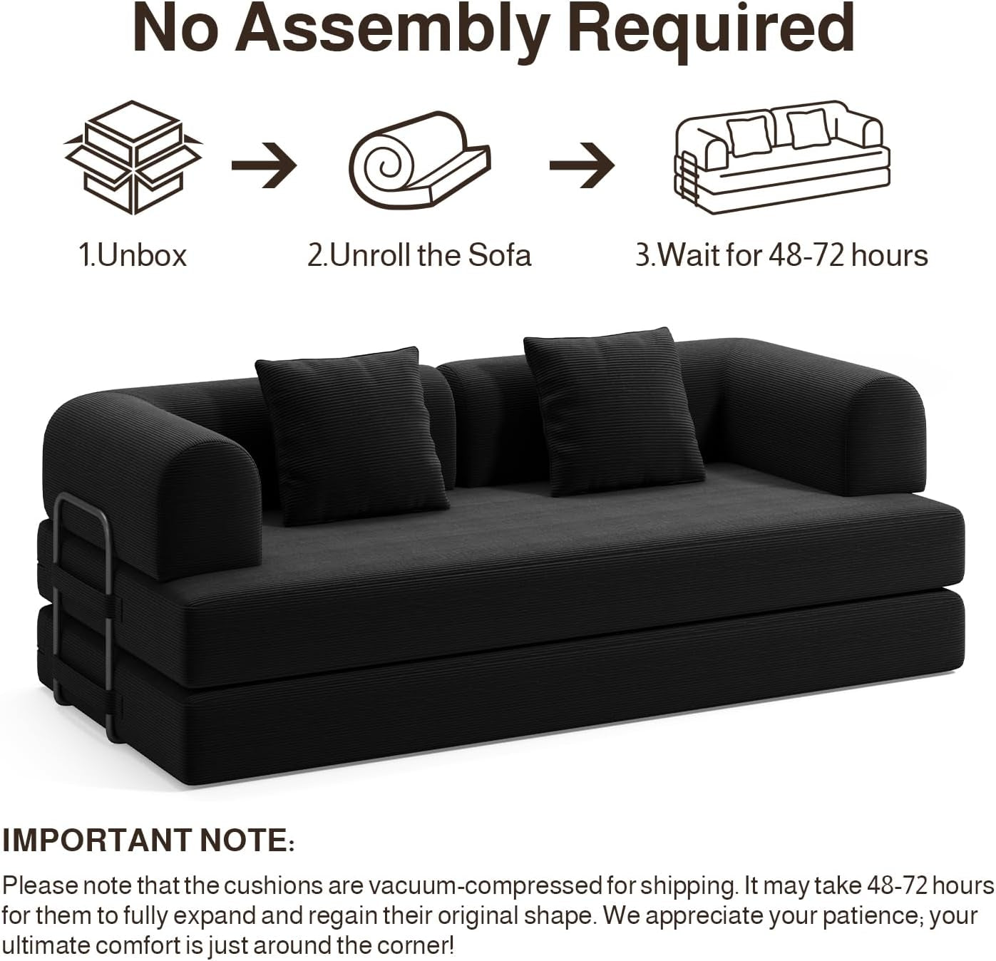78.8 Inch Convertible Sofa Bed Removable Armrests