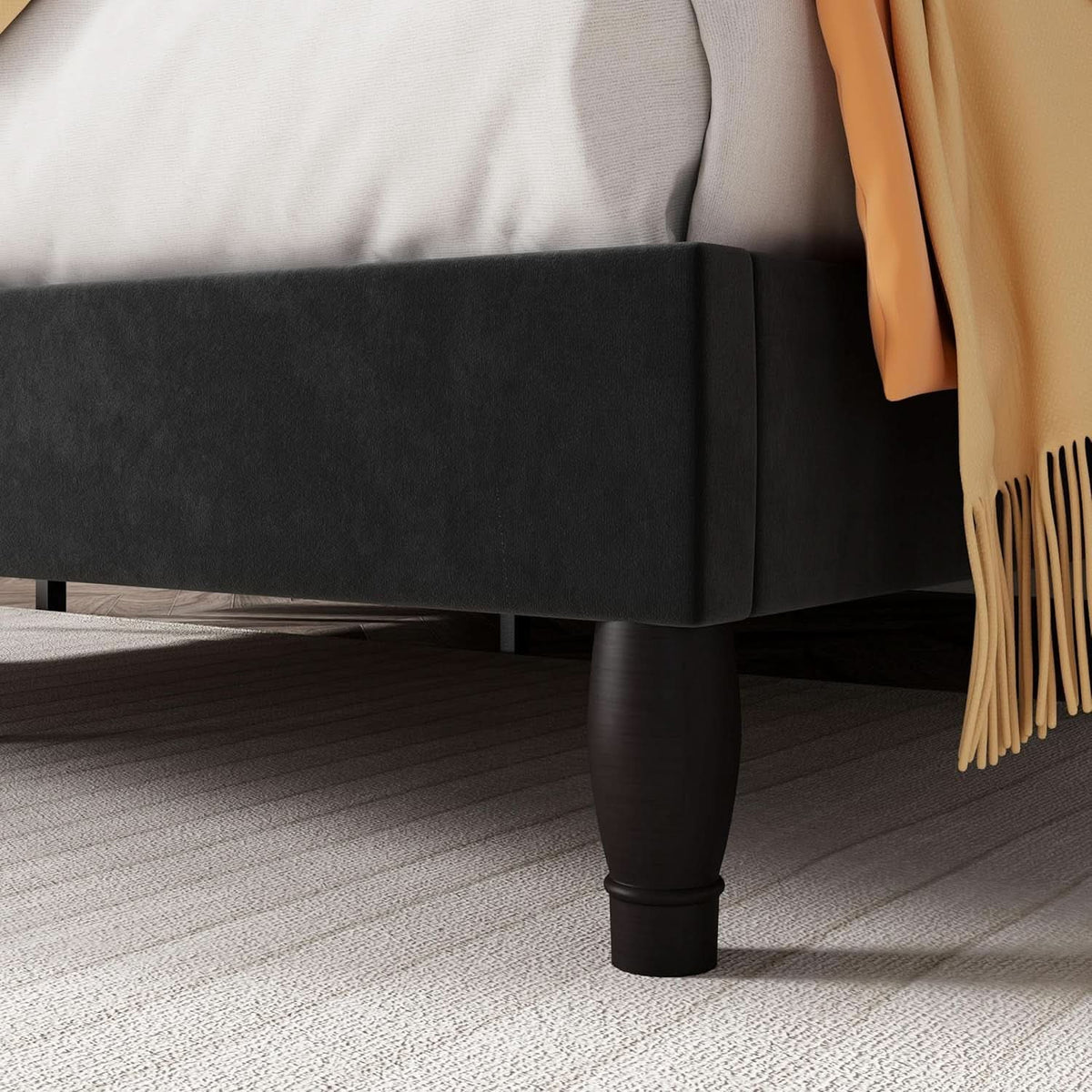 Queen Bed Frame With Adjustable Headboard BlackVelvet