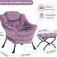 Luxurious Purple Plush Chair With Ottoman Oversized