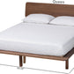 Japandi Walnut Brown Rubberwood Platform Bed Queen