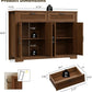 Farmhouse Fluted Walnut Sideboard Cabinet With Drawers