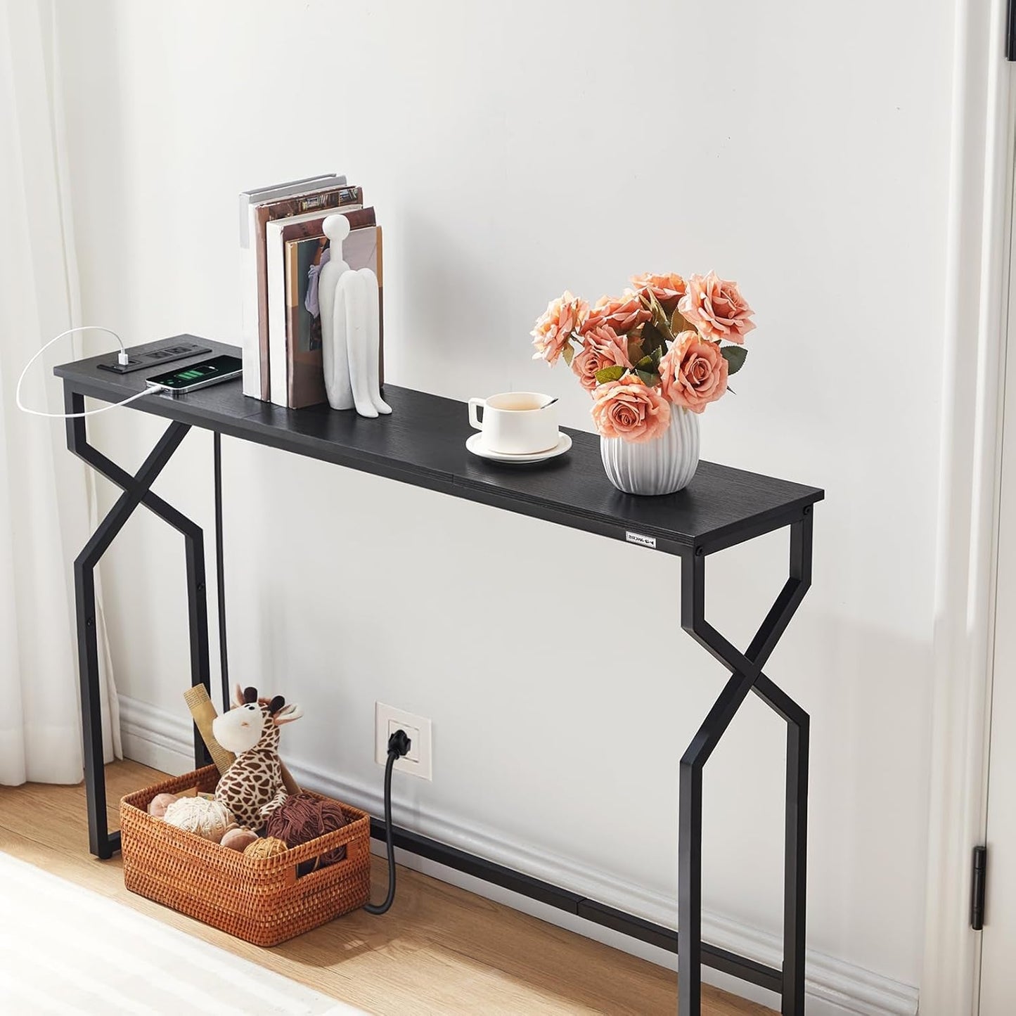 Black 44.9 Inch Ultradurable IndustrialGrade Console Table
