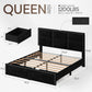Queen Platform Bed Frame With Integrated Drawers USB Charge