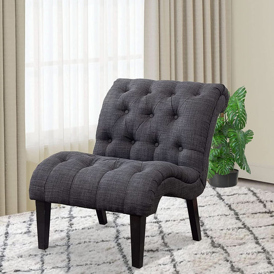 Button Tufted Slipper Chair For Compact Living Room Decor