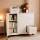 Forty Seven Inch Brilliant White Finish Rolling File Cabinet