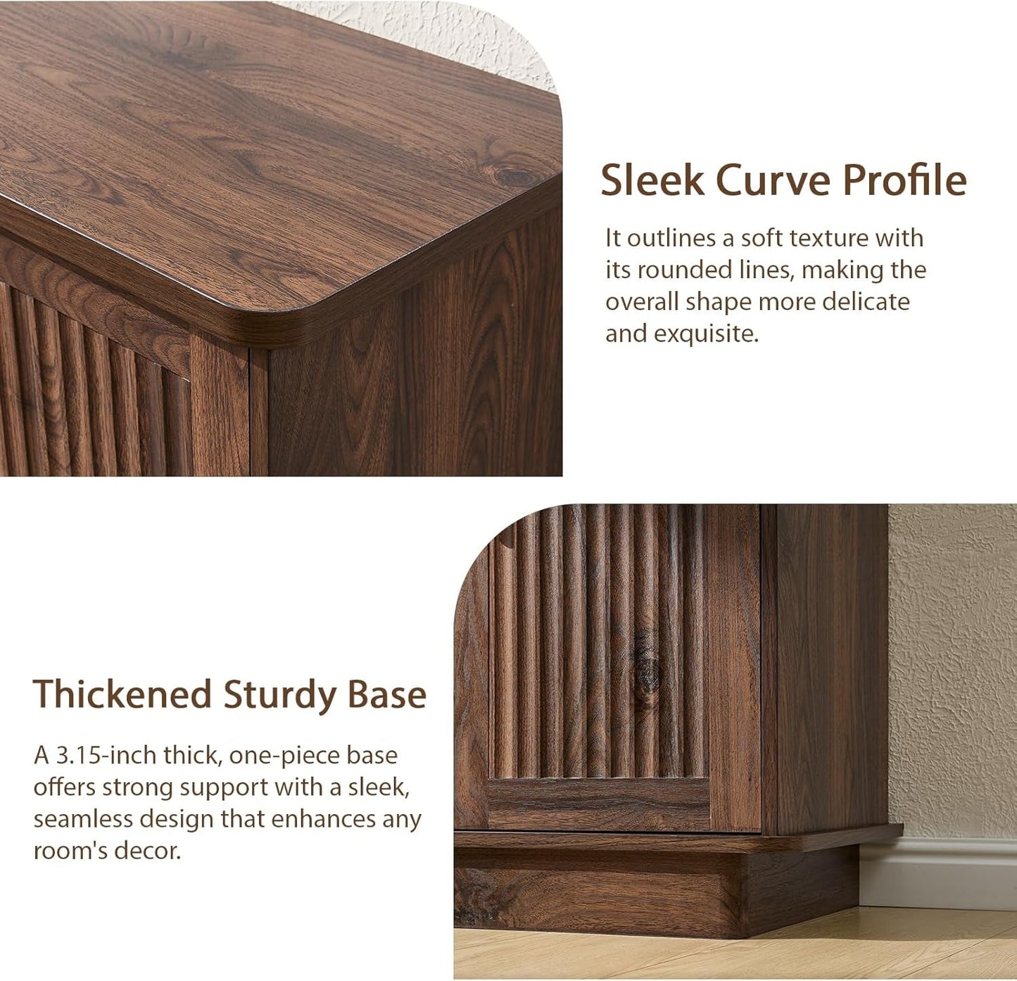 Walnut Sideboard Buffet Cabinet Adjustable Shelves
