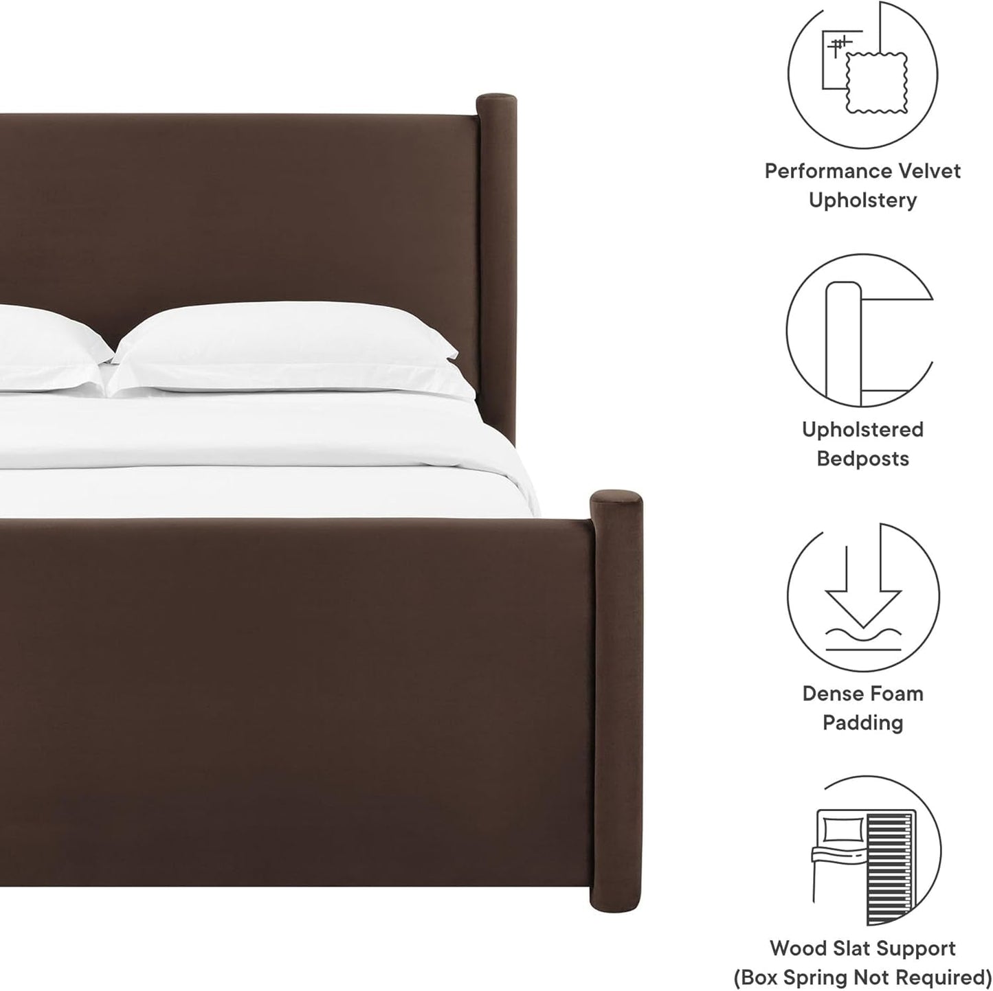 Queen Platform Bed Frame With Upholstered Headboard