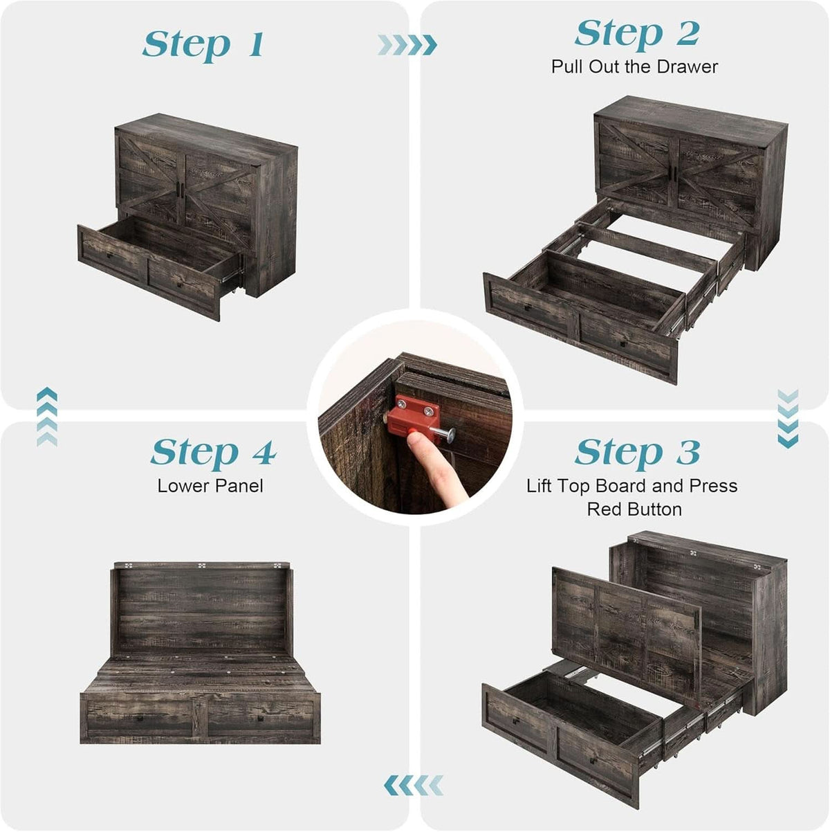 Queen Murphy Bed With Black Oak Finish And Storage-4